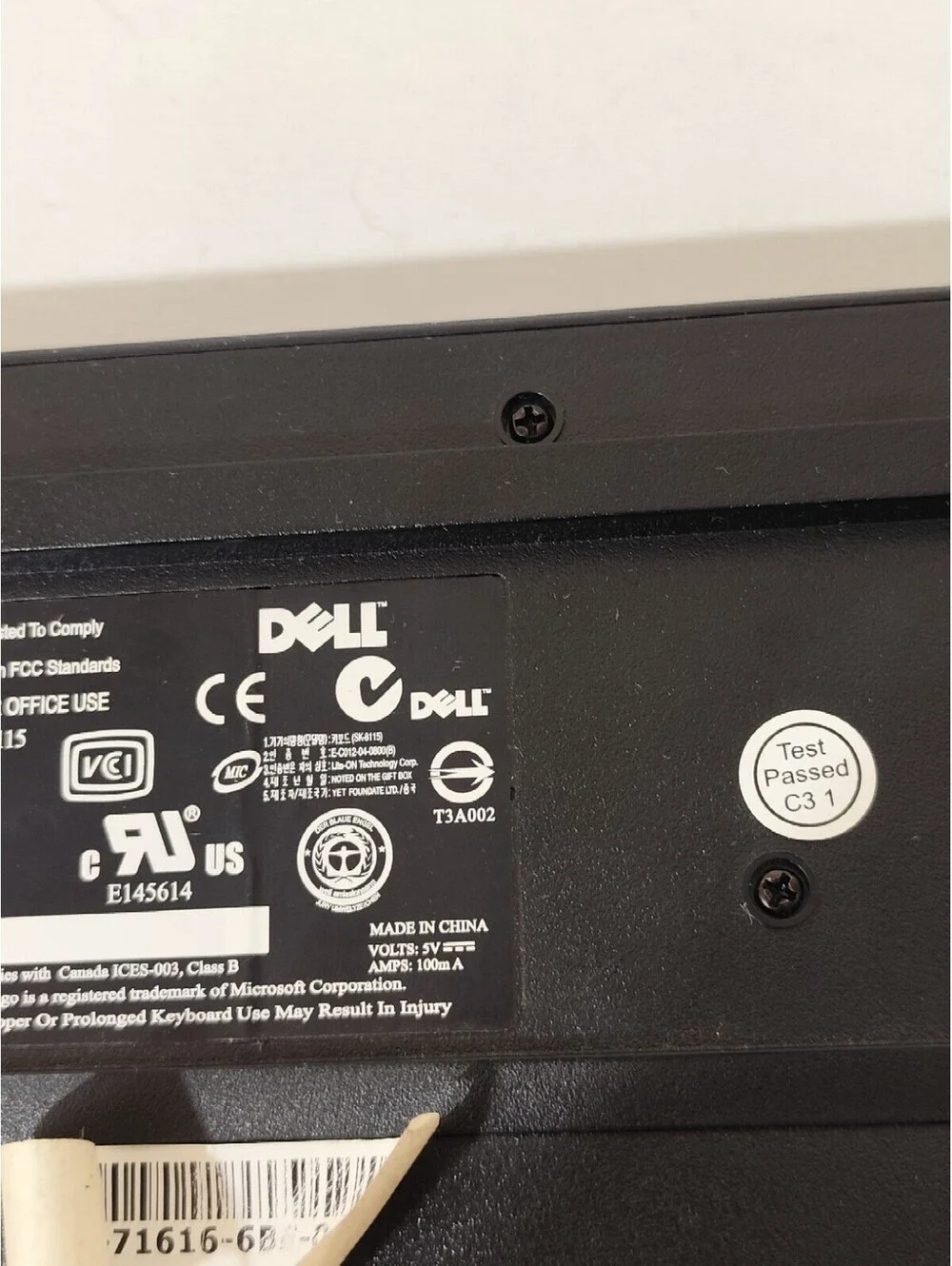 Used Dell Model SK-8115 QWERTY Black USB Wired Computer Keyboard With Mouse